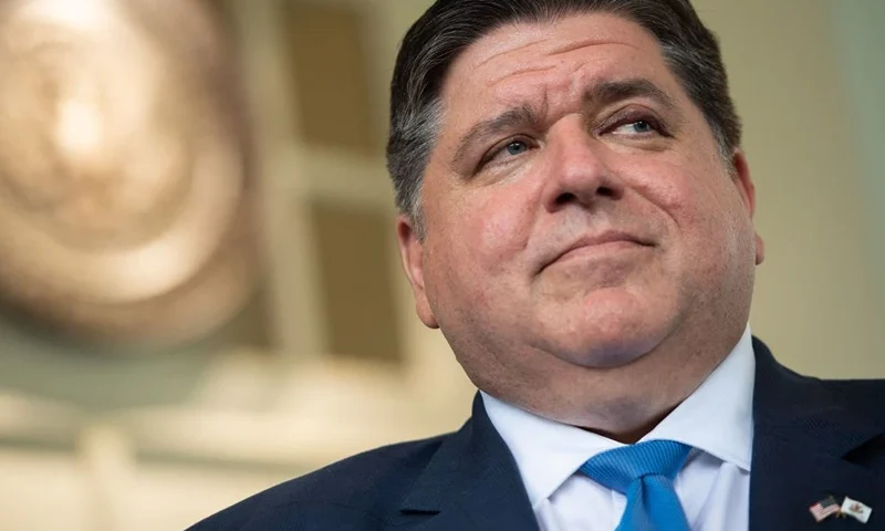 Governor JB Pritzker of Illinois, speaks to the media outside of the West Wing of the White House in Washington, DC, July 14, 2021, after meeting with US President Joe Biden about the administration's infrastructure plan. (Photo by SAUL LOEB / AFP) (Photo by SAUL LOEB/AFP via Getty Images)