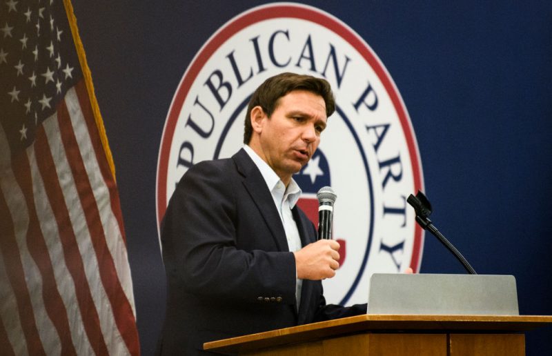 CEDAR RAPIDS, IOWA - MAY 13: Florida Gov. Ron DeSantis speaks during an Iowa GOP reception on May 13, 2023 in Cedar Rapids, Iowa. Although he has not yet announced his candidacy, Gov. DeSantis has received the endorsement of 37 Iowa lawmakers for the Republican presidential nomination next year. (Photo by Stephen Maturen/Getty Images)
