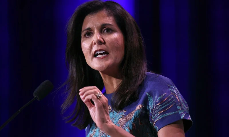 LAS VEGAS, NEVADA - NOVEMBER 18: Former U.N. Ambassador Nikki Haley speaks to guests at the Republican Jewish Coalition Annual Leadership Meeting on November 19, 2022 in Las Vegas, Nevada. The meeting comes on the heels of former President Donald Trump becoming the first candidate to declare his intention to seek the GOP nomination in the 2024 presidential race. (Photo by Scott Olson/Getty Images)