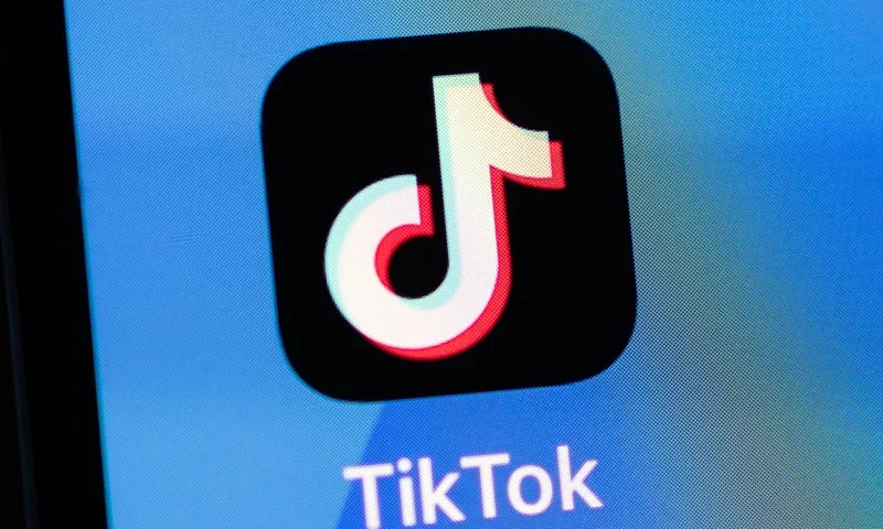 In this photo illustration, the TikTok app logo is displayed on an iPhone on February 28, 2023 in London, England. This week, the US government and European Union's parliament have announced bans on installing the popular social media app on staff devices. (Photo by Dan Kitwood/Getty Images)