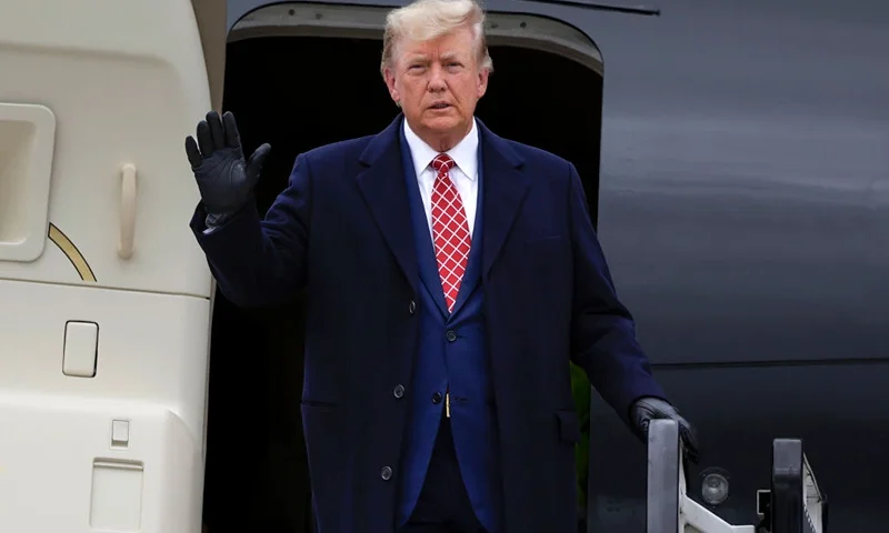 ABERDEEN, SCOTLAND - MAY 01: Former U.S. President Donald Trump disembarks his plane "Trump Force One" at Aberdeen Airport on May 1, 2023 in Aberdeen, Scotland. Former U.S. President Donald Trump is visiting Scotland as he faces legal actions in the United States. Early April, Trump had pled not guilty to 34 counts of falsifying business records. (Photo by Jeff J Mitchell/Getty Images)