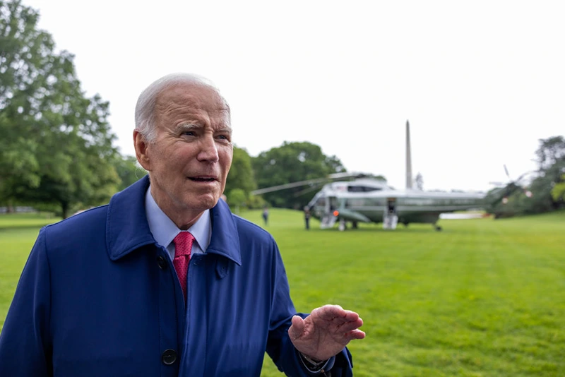 U.S. President Joe Biden speaks to the media before he and first lady Jill Biden depart the White House on May 29, 2023 in Washington, DC. (Photo by Tasos Katopodis/Getty Images)