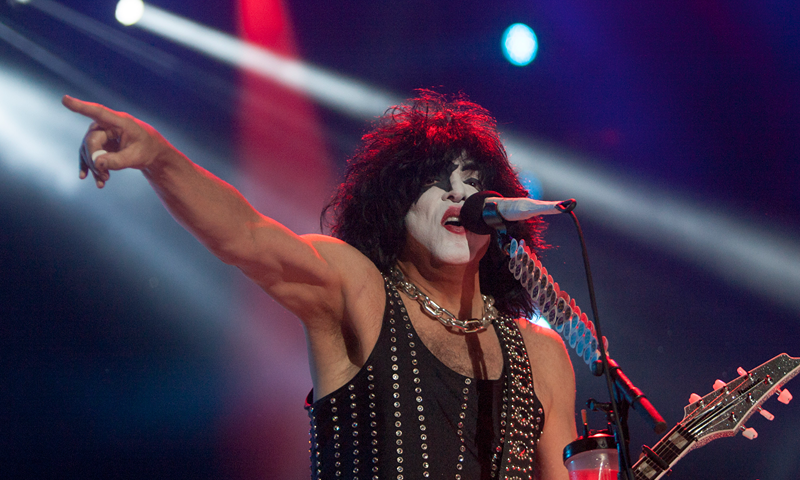 Paul Stanley, vocalist for US rock band Kiss, performs during the Corona Northside 2016 festival in Monterrey, Mexico's Nuevo Leon, on November 12, 2016. / AFP / Julio Cesar Aguilar (Photo credit should read JULIO CESAR AGUILAR/AFP via Getty Images)