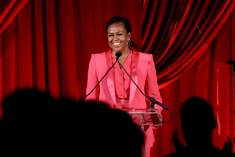 Former First Lady Michelle Obama speaks onstage at the Clooney Foundation For Justice Inaugural Albie Awards at New York Public Library on September 29, 2022 in New York City. (Photo by Dimitrios Kambouris/Getty Images for Albie Awards)