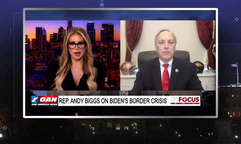 Video still from Rep. Andy Biggs' interview with In Focus on One America News Network
