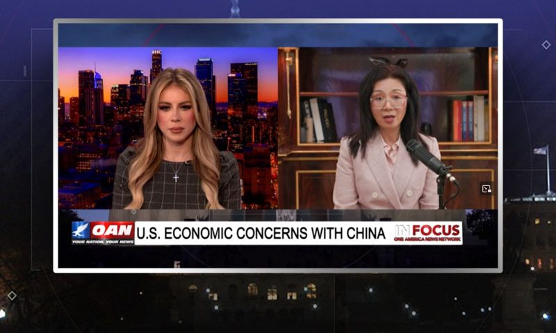 Video still from Nicole Tsai's interview with In Focus on One America News Network