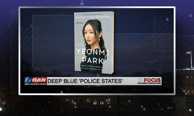 Video still from Yeonmi Park's interview with In Focus on One America News Network