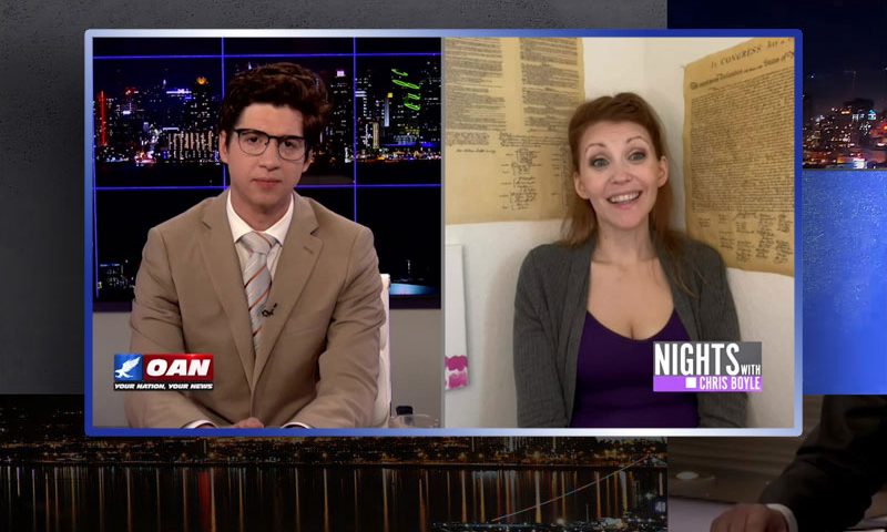 Video still from Josie Glabach's interview with Nights on One America News Network