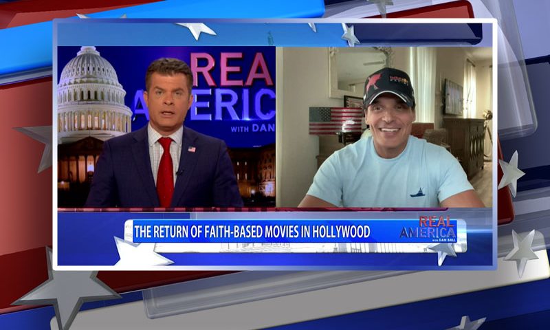 Video still from Antonio Sabato Jr.'s interview with Real America on One America News Network