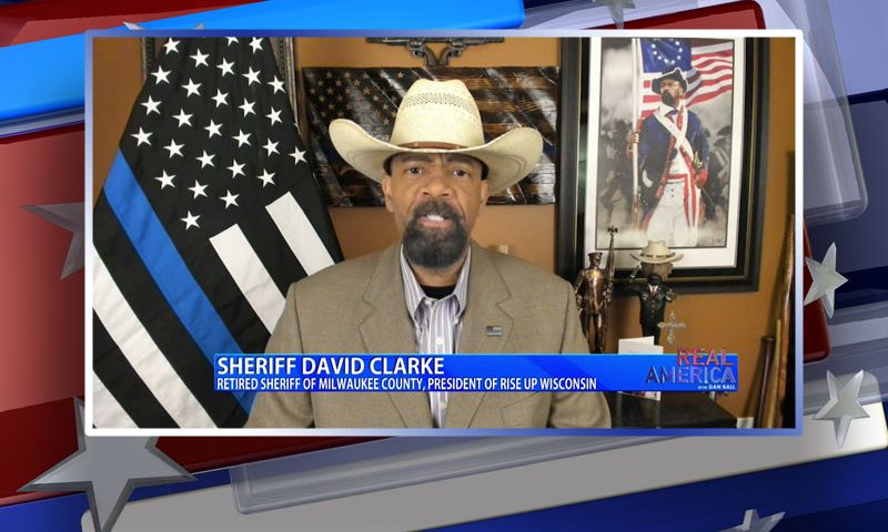 Video still from David Clarke's interview with Real America on One America News Network