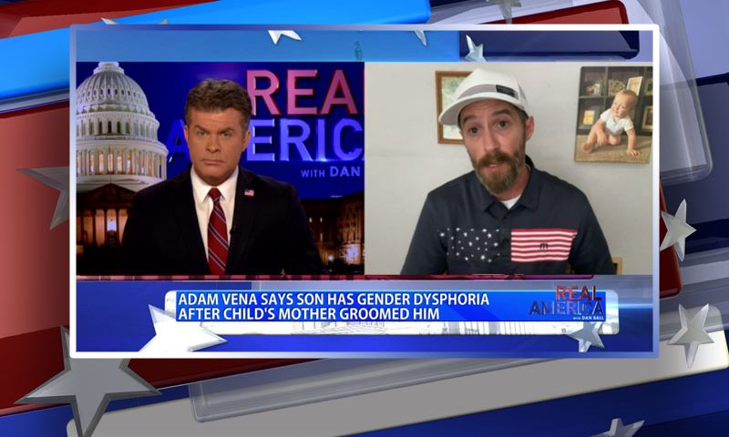 Video still from Adam Vena's interview with Real America on One America News Network