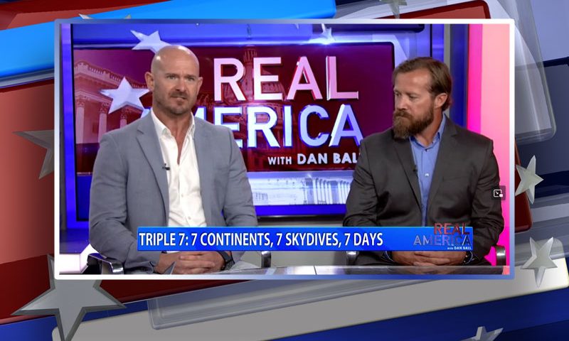 Video still from Mike Sarraille and Nick Kush's interview with Real America on One America News Network
