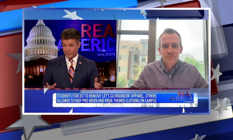 Video still from Conor Fitzpatrick's interview with Real America on One America News Network