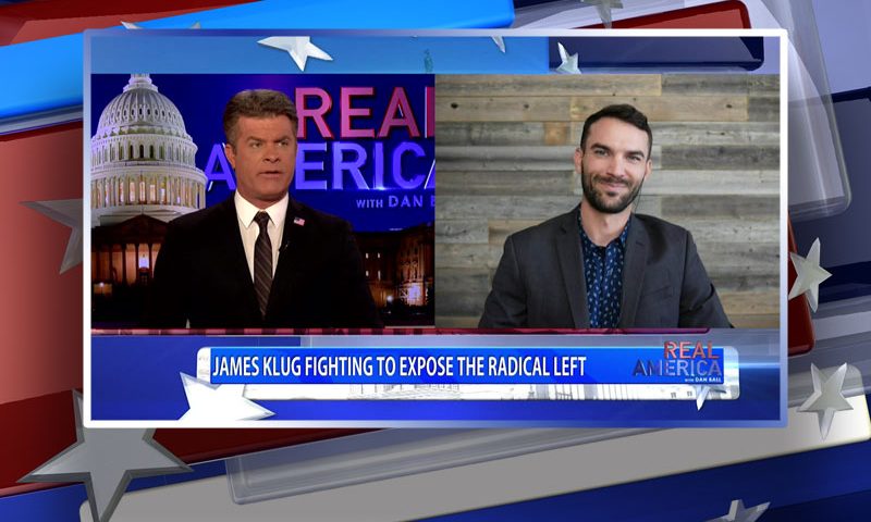 Video still from James Klug's interview with Real America on One America News Network