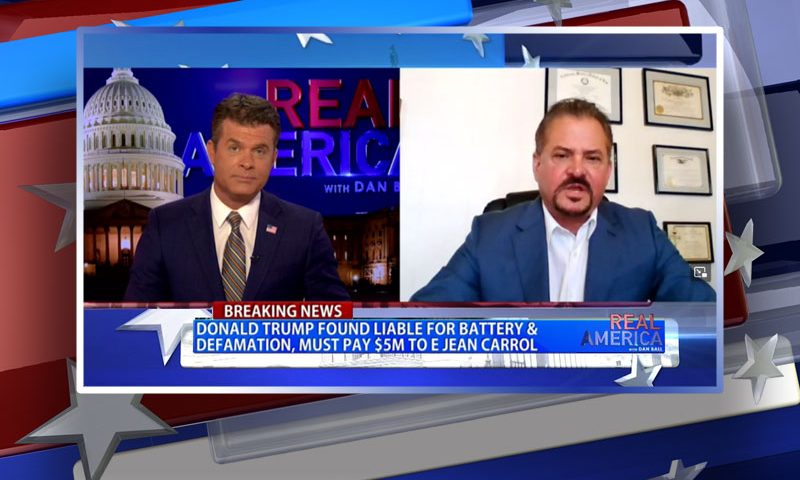 Video still from David Wohl's interview with Real America on One America News Network