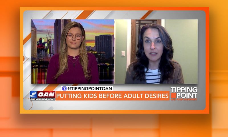 Video still from Katy Faust's interview with Tipping Point on One America News Network