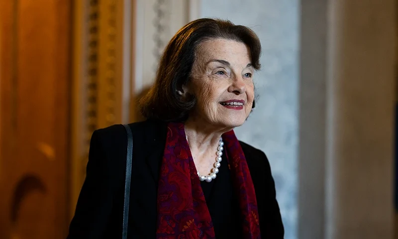 WASHINGTON, DC - MAY 11: Sen. Dianne Feinstein (D-CA) leaves the Senate Chambers during a series of votes in the U.S. Capitol Building on May 11, 2022 in Washington, DC. Later today the U.S. Senate will hold a procedural vote on the Women’s Health Protection Act of 2022 which would make abortion legal throughout the United States. Due to the filibuster, a sixty-vote threshold is required for it to pass, meaning it will likely fail with the Senate Democrats' small majority. (Photo by Anna Moneymaker/Getty Images)