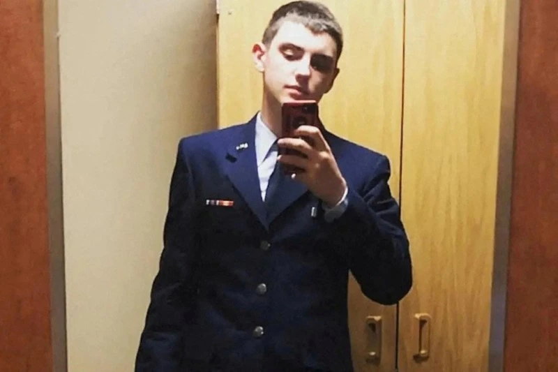 FILE PHOTO: An undated picture shows Jack Douglas Teixeira, a 21-year-old member of the U.S. Air National Guard, who was arrested by the FBI, over his alleged involvement in leaks online of classified documents, posing for a selfie at an unidentified location. Social Media Website/via Reuters/File Photo