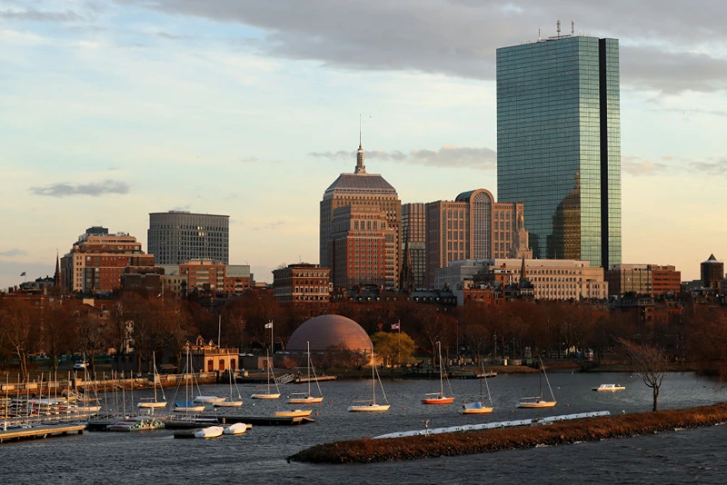 BOSTON, MASSACHUSETTS - MARCH 20: A view of the Charles River Esplanade and the Boston skyline from the Longfellow Bridge on March 20, 2020 in Boston, Massachusetts. Local gyms and health clubs have been shut down across the country due to the outbreak of the COVID-19 pandemic, but people have still been encouraged to exercise outside while social distancing. (Photo by Maddie Meyer/Getty Images)
