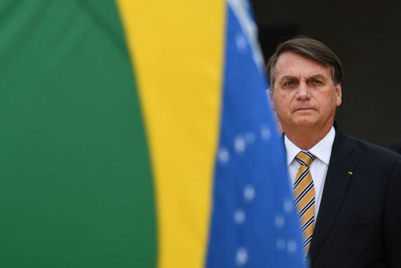 Brazilian President Jair Bolsonaro attends the National Flag Day celebration at Planalto Palace in Brasilia, on November 19, 2020. (Photo by EVARISTO SA / AFP) (Photo by EVARISTO SA/AFP via Getty Images)