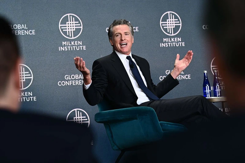 California Governor Gavin Newsom speaks during the Milken Institute Global Conference in Beverly Hills, California on May 2, 2023. (Photo by Patrick T. Fallon / AFP) (Photo by PATRICK T. FALLON/AFP via Getty Images)