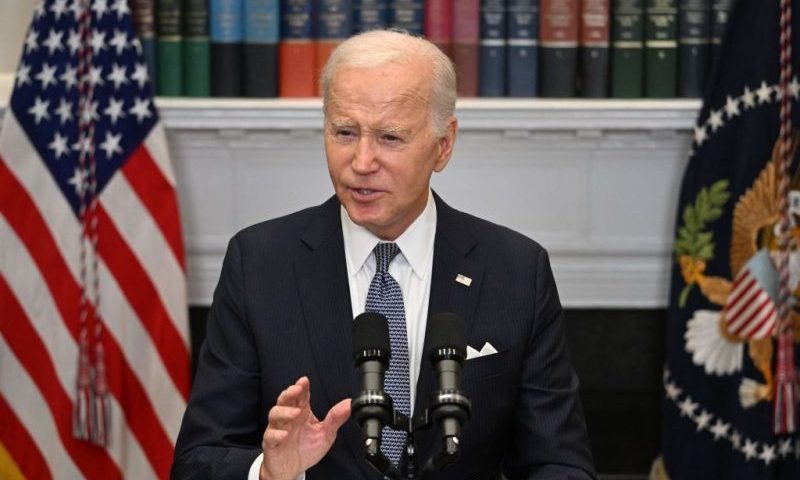 US President Joe Biden speaks about the US Supreme Court's decision overruling student debt forgiveness, in the Roosevelt Room of the White House in Washington, DC, on June 30, 2023. The court said Biden had overstepped his powers in cancelling more than $400 billion in debt, in an effort to alleviate the financial burden of education that hangs over many Americans decades after they finished their studies. (Photo by Jim WATSON / AFP) (Photo by JIM WATSON/AFP via Getty Images)