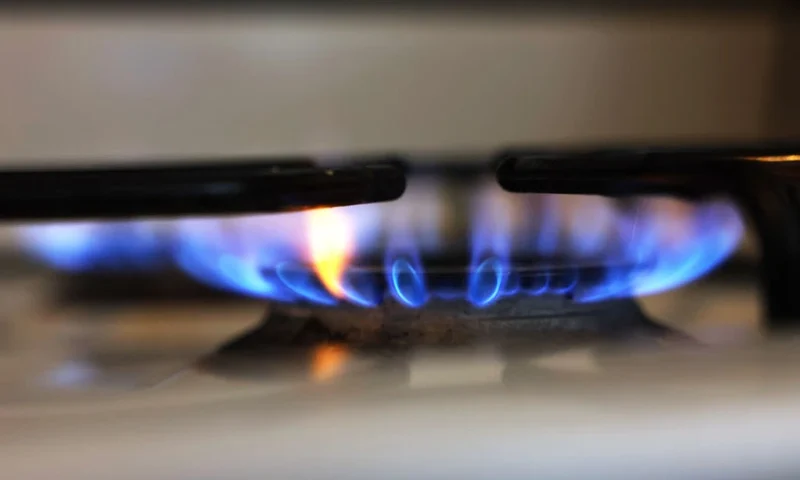 NEW YORK, NEW YORK - APRIL 28: In this photo illustration, a flame burns on a gas stove on April 28, 2023 in New York City. Gov. Kathy Hochul announced that starting in 2026, New York will require new buildings to be zero-emissions as part of this year’s budget and ban fossil fuel combustion in most new buildings under seven stories, with larger buildings covered in 2029. The ban will eliminate propane heating and gas furnaces or stoves in most new construction. (Photo Illustration by Michael M. Santiago/Getty Images)