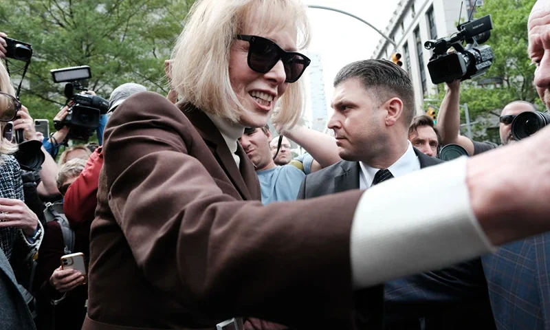 NEW YORK, NEW YORK - MAY 09: Writer E. Jean Carroll leaves a Manhattan court house after a jury found former President Donald Trump liable for sexually abusing her in a Manhattan department store in the 1990's on May 09, 2023 in New York City. The jury awarded her $5 million in damages for her battery and defamation claims. Carroll has testified that she was raped by former President Trump, giving details about the alleged attack in the mid-1990s. Trump had stated that the attack never happened and has denied meeting her. He did not taken the stand during the trial. (Photo by Spencer Platt/Getty Images)
