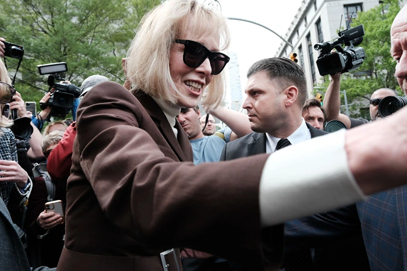 NEW YORK, NEW YORK - MAY 09: Writer E. Jean Carroll leaves a Manhattan court house after a jury found former President Donald Trump liable for sexually abusing her in a Manhattan department store in the 1990's on May 09, 2023 in New York City. The jury awarded her $5 million in damages for her battery and defamation claims. Carroll has testified that she was raped by former President Trump, giving details about the alleged attack in the mid-1990s. Trump had stated that the attack never happened and has denied meeting her. He did not taken the stand during the trial. (Photo by Spencer Platt/Getty Images)