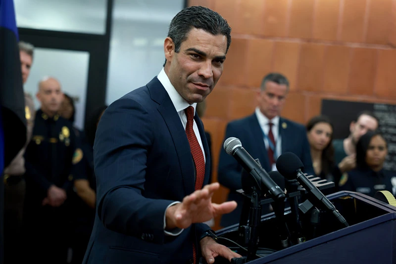 MIAMI, FLORIDA - JUNE 12: City of Miami Mayor Francis Suarez speaks to the media at the Miami Police Department about former President Donald Trump's appearance at the Wilkie D. Ferguson Jr. United States Federal Courthouse on June 12, 2023 in Miami, Florida. A federal grand jury has indicted Trump as part of special counsel Jack Smith’s investigation into Trump's handling of classified documents and will report to the federal courthouse on Tuesday. (Photo by Joe Raedle/Getty Images)