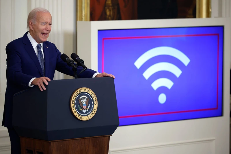 WASHINGTON, DC - JUNE 26: U.S. President Joe Biden speaks as he announces a $42 billion investment in high-speed internet infrastructure during an event in the East Room of the White House on June 26, 2023 in Washington, DC. The investment is part of the 2021 bipartisan infrastructure package and part of the administration's goal to connect all Americans to high-speed broadband by 2030. (Photo by Chip Somodevilla/Getty Images)