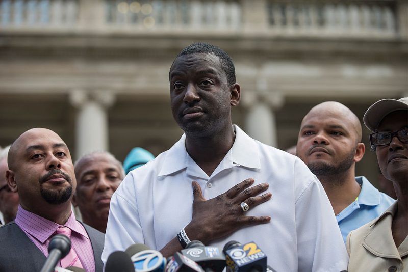 NEW YORK, NY - JUNE 27: (L-R) Raymond Santana, Yusef Salaam and Kevin Richardson, three of the five men wrongfully convicted of raping a woman in Central Park in 1989, speak at a press conference on city halls' steps after it was announced that the men, known as the "Central Park Five," had settled with New York City for approximately $40 million dollars on June 27, 2014 in New York City. All five men spent time in jail, until their convictions were overturned in 2002 after being proven innocent. (Photo by Andrew Burton/Getty Images)