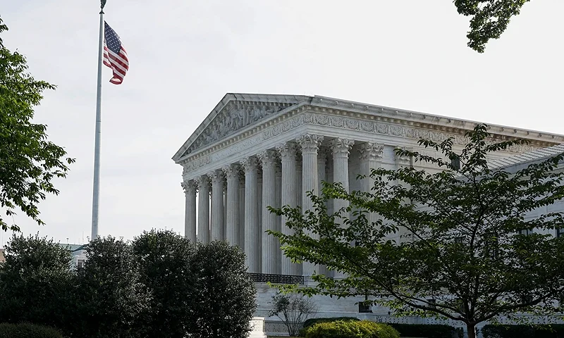 WASHINGTON, DC - JUNE 26: The U.S. Supreme Court building is seen on June 26, 2023 in Washington, DC. Today marks the 8th anniversary of the Supreme Court's ruling in the Obergefell v. Hodges case that guaranteed the right to marriage for same-sex couples. (Photo by Anna Moneymaker/Getty Images)