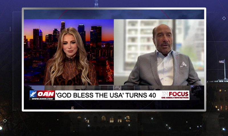 Video still from Lee Greenwood's interview with In Focus on One America News Network