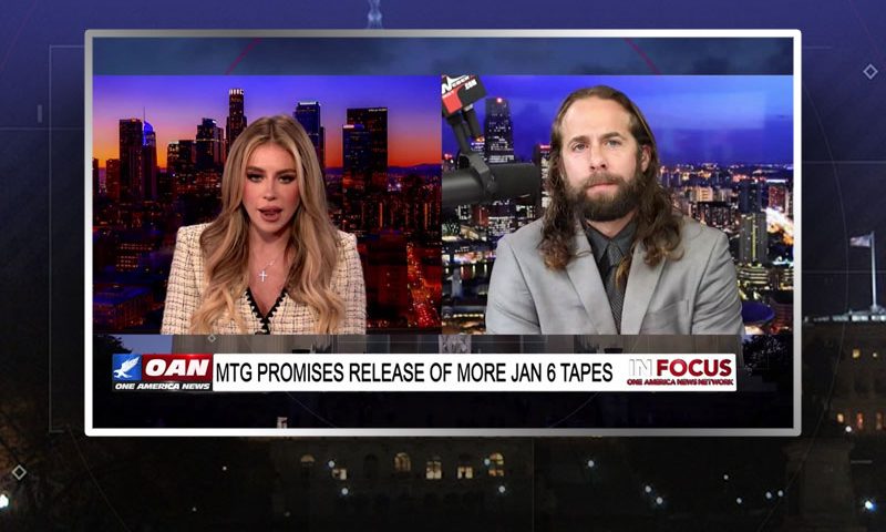 Video still from Jess Weber's interview with In Focus on One America News Network