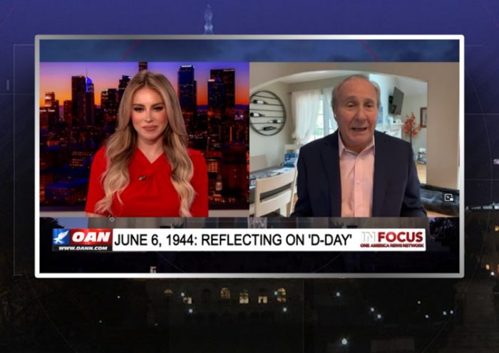 Video still from Michael Reagan's interview with In Focus on One America News Network