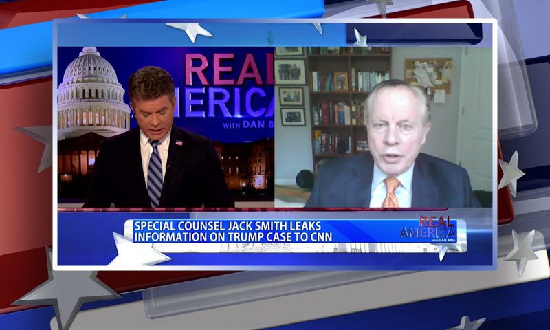 Video still from Thomas Baker's interview with Real America on One America News Network