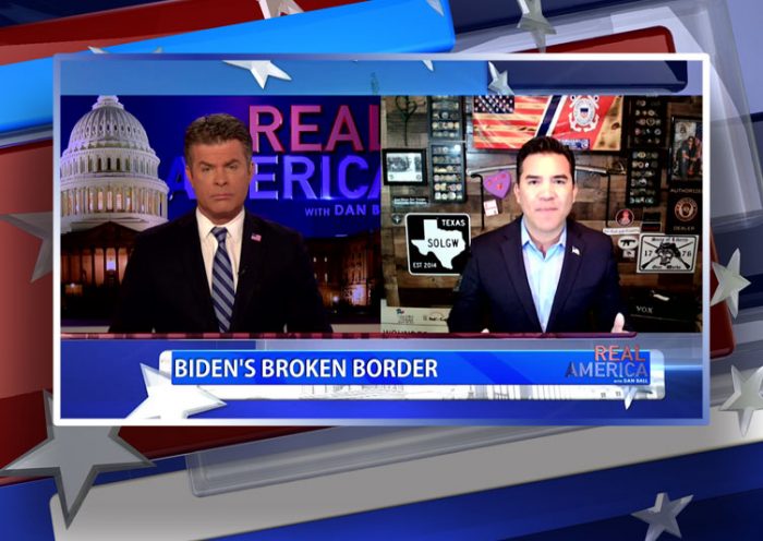 Video still from Victor Avila's interview with Real America on One America News Network