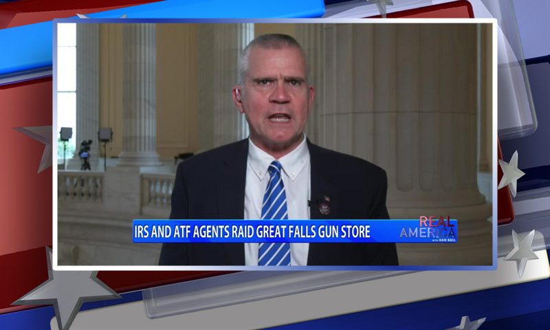 Video still from Rep. Matt Rosendale's interview with Real America on One America News Network