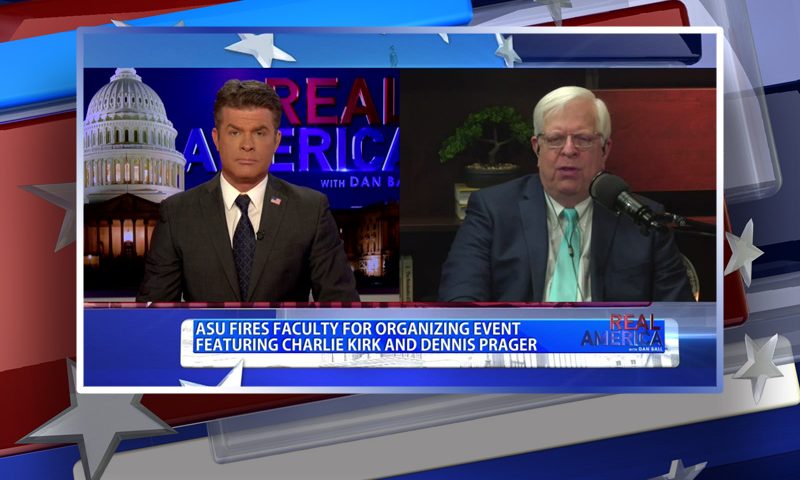 Video still from Dennis Prager's interview with Real America on One America News Network