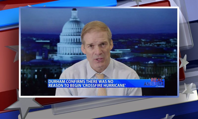 Video still from Rep. Jim Jordan's interview with Real America on One America News Network