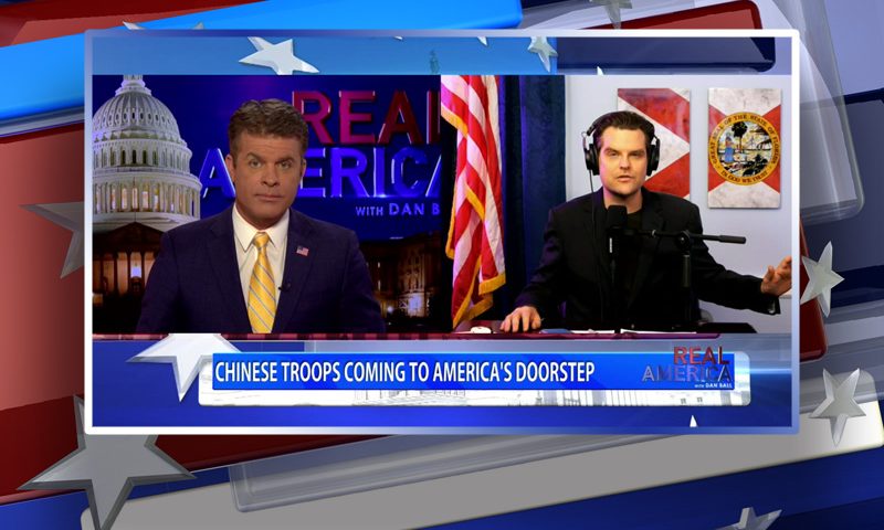 Video still from Rep. Matt Gaetz's interview with Real America on One America News Network