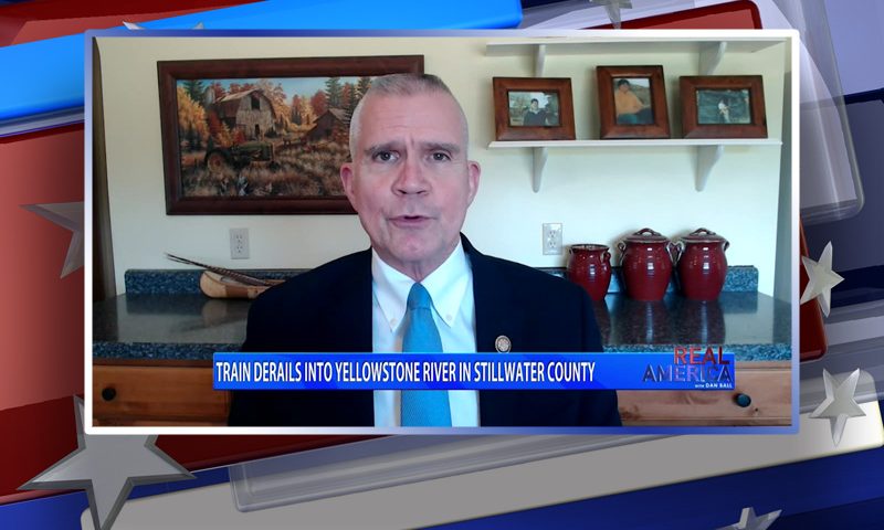 Video still from Rep. Matt Rosendale's interview with Real America on One America News Network