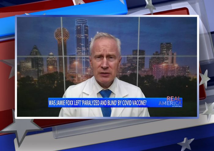 Video still from Dr. Peter McCullough's interview with Real America on One America News Network