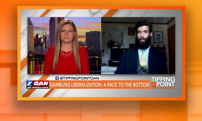 Video still from Jude Russo's interview with Tipping Point on One America News Network
