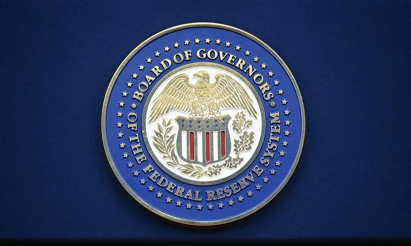 The Federal Reserve Board logo in Washington, DC on May1, 2019. (Photo by MANDEL NGAN / AFP) (Photo by MANDEL NGAN/AFP via Getty Images)