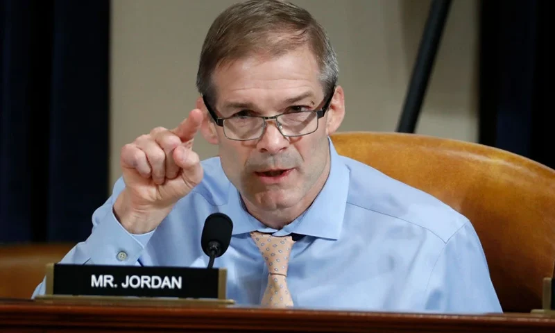WASHINGTON, DC - NOVEMBER 19: U.S. Rep. Jim Jordan (R-OH) questions Ambassador Kurt Volker, former special envoy to Ukraine, and Tim Morrison, a former official at the National Security Council, as they testify before the House Intelligence Committee on Capitol Hill November 19, 2019 in Washington, DC. The committee heard testimony during the third day of open hearings in the impeachment inquiry against U.S. President Donald Trump, whom House Democrats say held back U.S. military aid for Ukraine while demanding it investigate his political rivals. (Photo by Jacquelyn Martin - Pool/Getty Images)