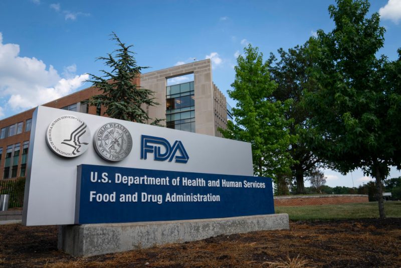 A sign for the Food And Drug Administration is seen outside of the headquarters on July 20, 2020 in White Oak, Maryland. (Photo by Sarah Silbiger/Getty Images)