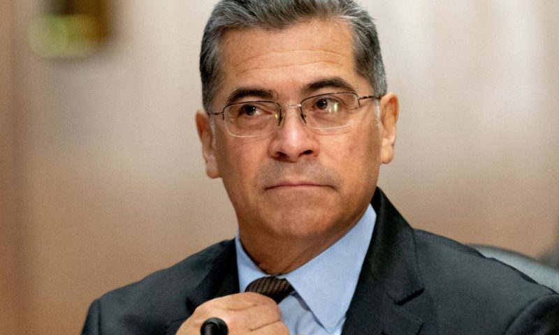 US Health and Human Services (HHS) Secretary Xavier Becerra testifies before the Senate Finance Committee regarding 2024 budget proposals on Capitol Hill in Washington, DC, on March 22, 2023. (Photo by Stefani Reynolds / AFP) (Photo by STEFANI REYNOLDS/AFP via Getty Images)