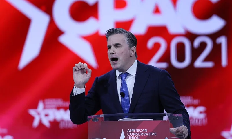 ORLANDO, FLORIDA - FEBRUARY 28: Tom Fitton, President of Judicial Watch, addresses the Conservative Political Action Conference held in the Hyatt Regency on February 28, 2021 in Orlando, Florida. Begun in 1974, CPAC brings together conservative organizations, activists, and world leaders to discuss issues important to them. (Photo by Joe Raedle/Getty Images)
